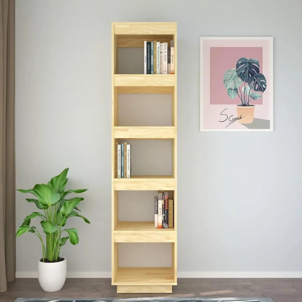 Book Cabinet Room Divider 40x35x167cm Solid Pinewood Bookshelf Storage Shelving