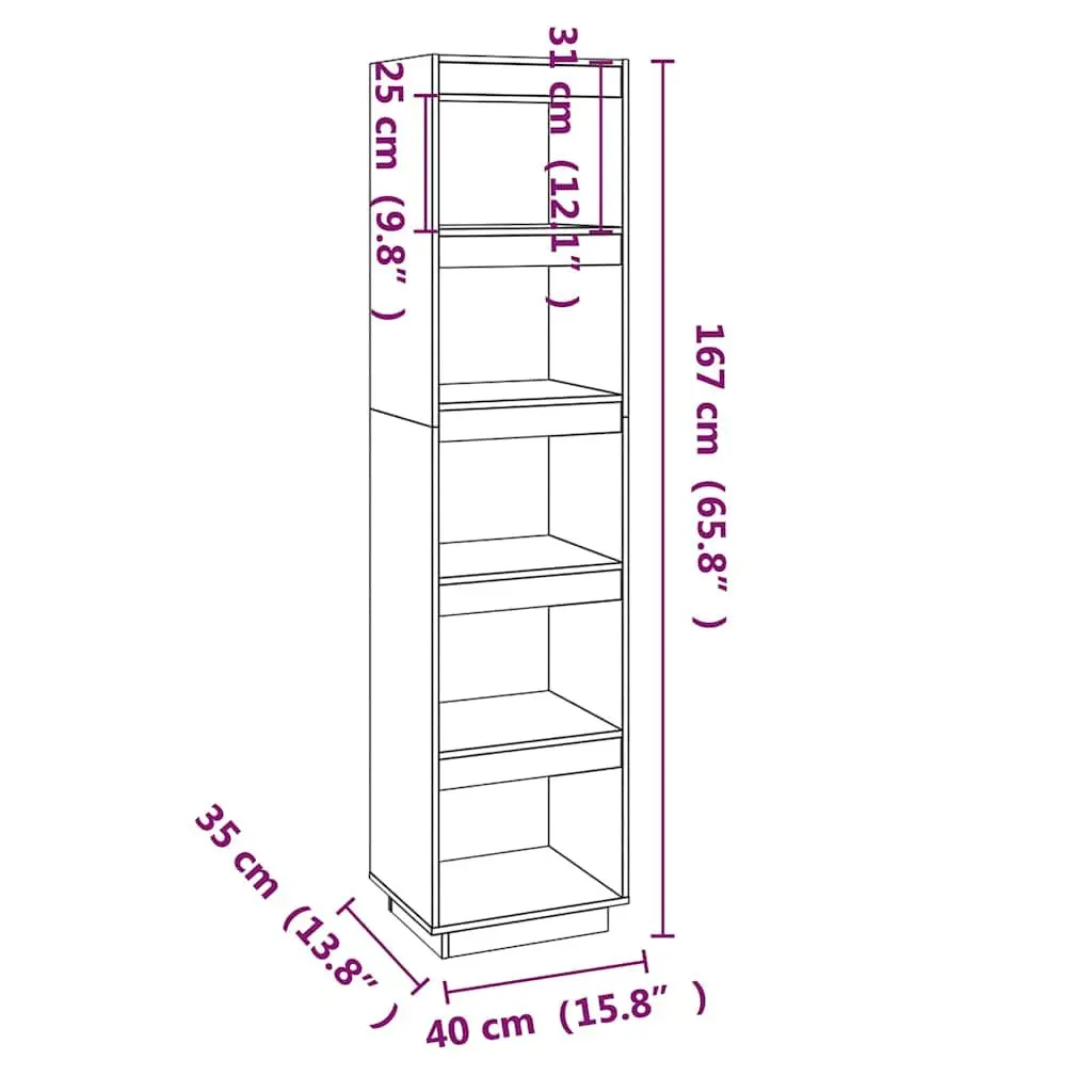 Book Cabinet Room Divider 40x35x167cm Solid Pinewood Bookshelf Storage Shelving