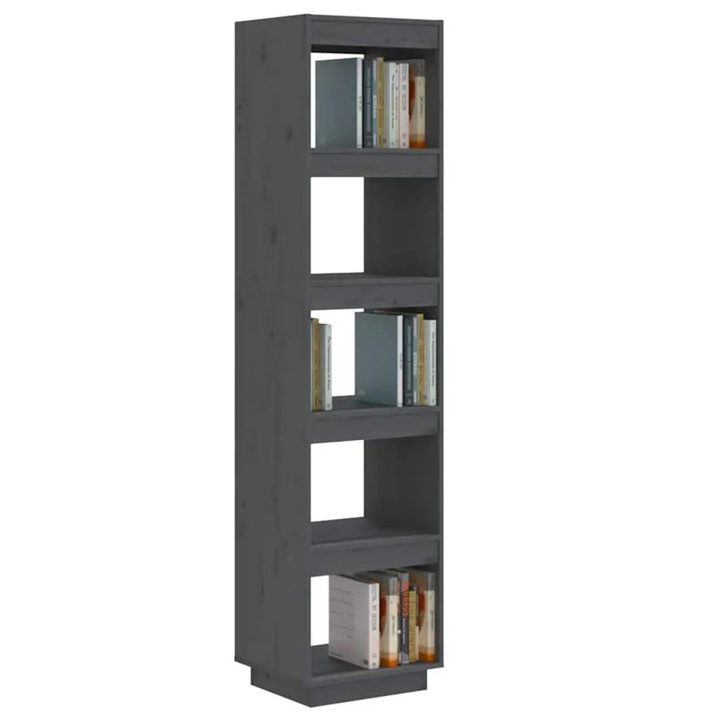 Grey Solid Wood Pine Book Cabinet Room Divider 40x35x167 cm