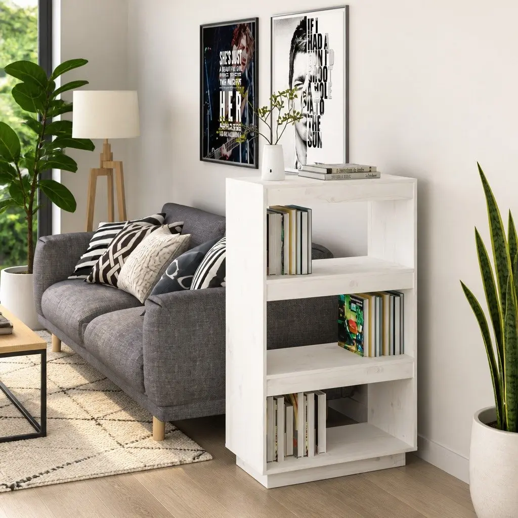Wooden Bookcase Room Divider White Shelving Unit Storage Display 60x35x103cm