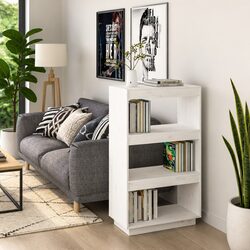 White Wooden Book Cabinet and Room Divider
