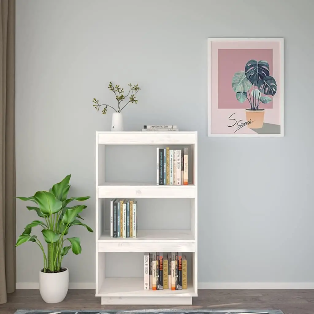 Wooden Bookcase Room Divider White Shelving Unit Storage Display 60x35x103cm
