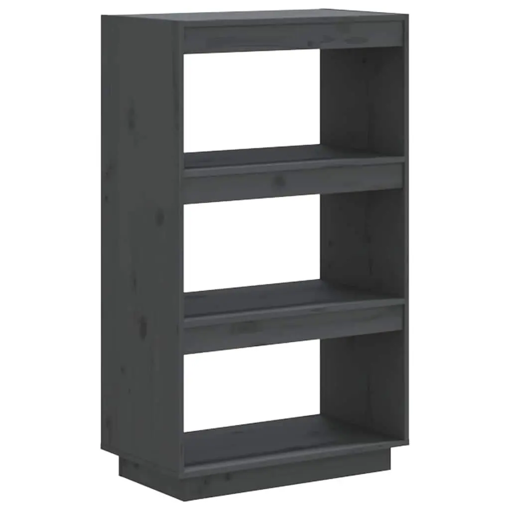 Grey Solid Wood Pine Book Cabinet Room Divider 60x35x103 cm