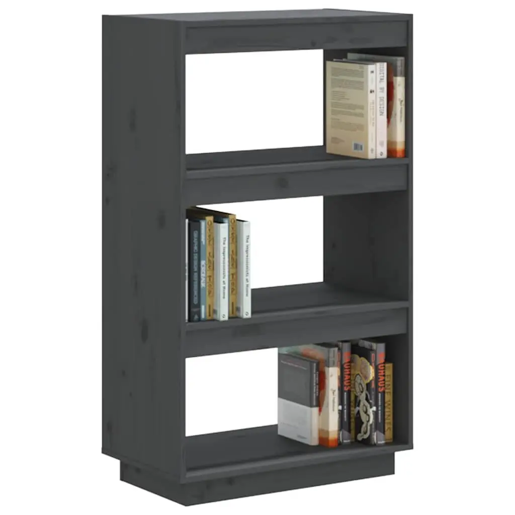 Grey Solid Wood Pine Book Cabinet Room Divider 60x35x103 cm