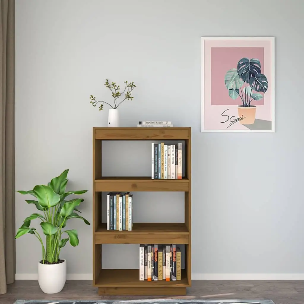 Honey Brown Wooden Book Cabinet Room Divider