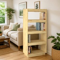 Elegant Wooden Book Cabinet Room Divider in Brown