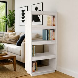 Stylish White Book Cabinet Room Divider 60x35x135 cm