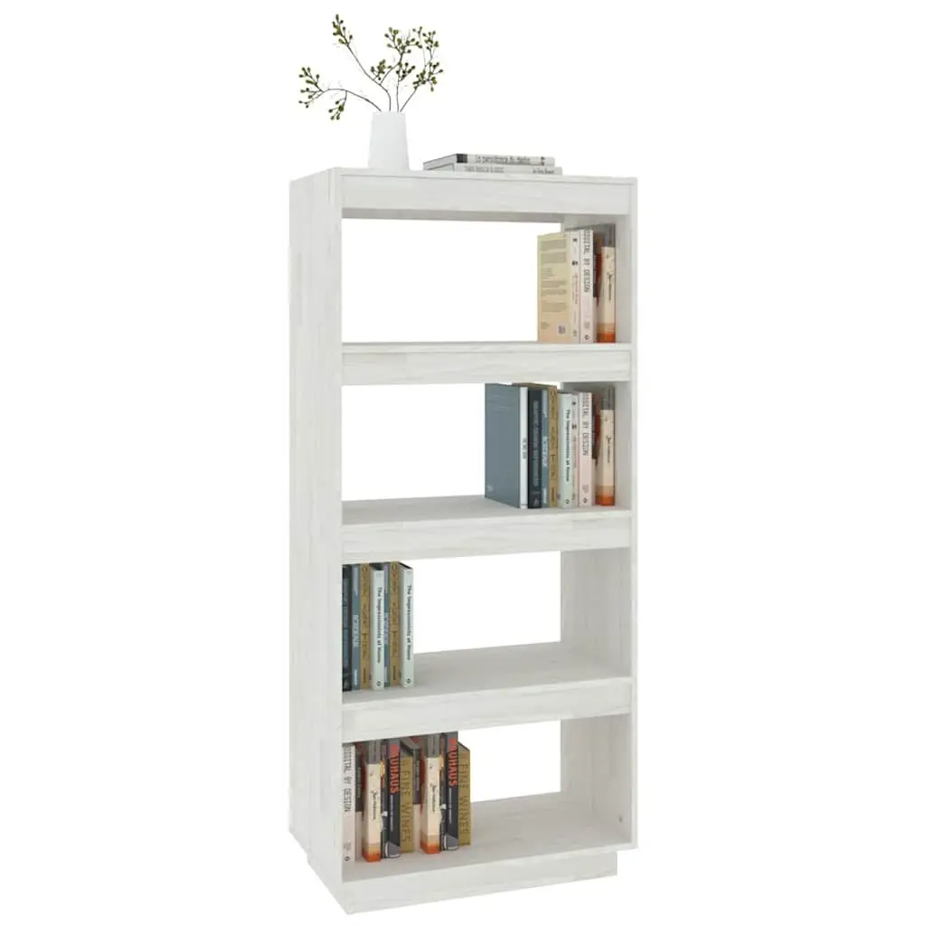 Book Cabinet Room Divider White 60x35x135 cm Solid Pinewood