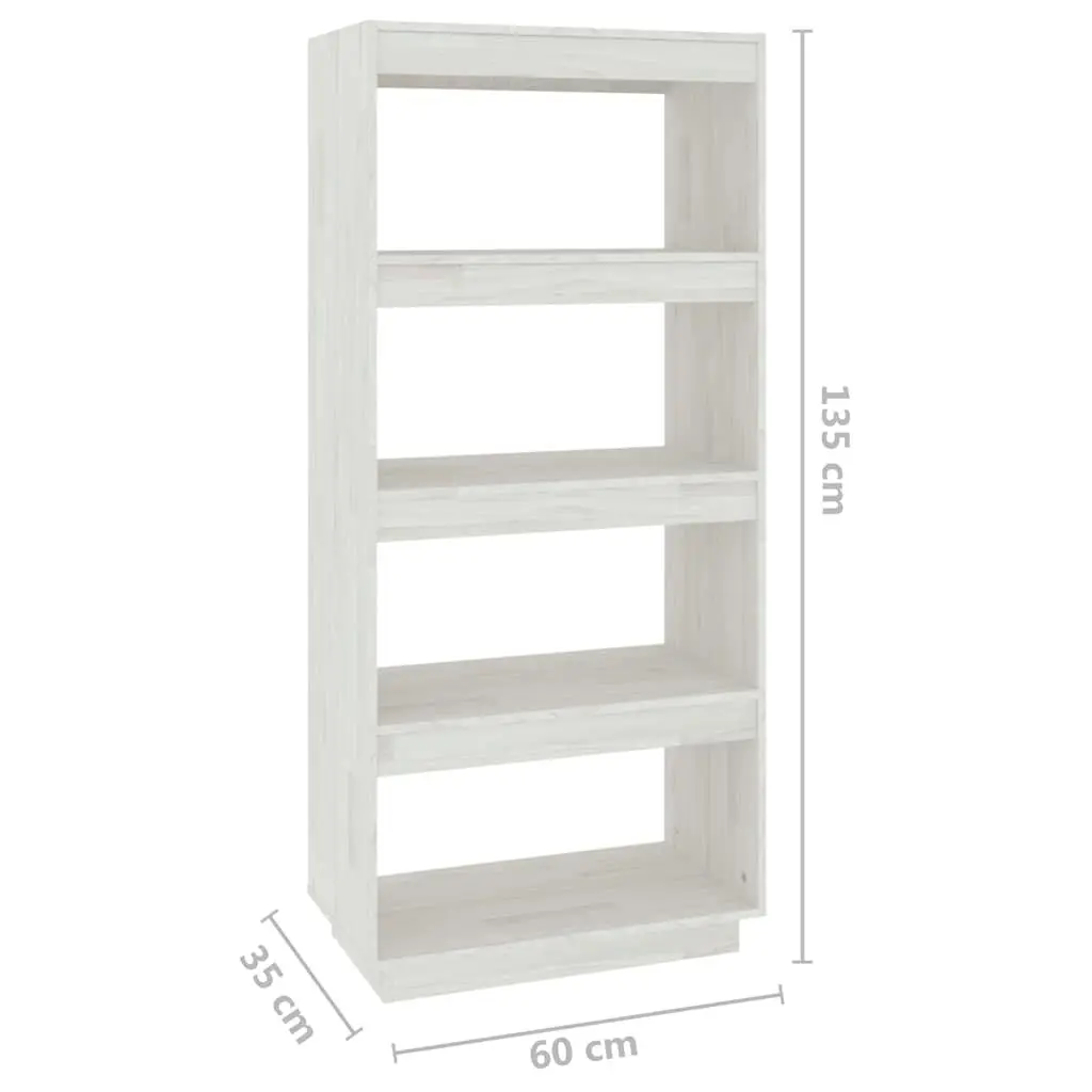 Book Cabinet Room Divider White 60x35x135 cm Solid Pinewood