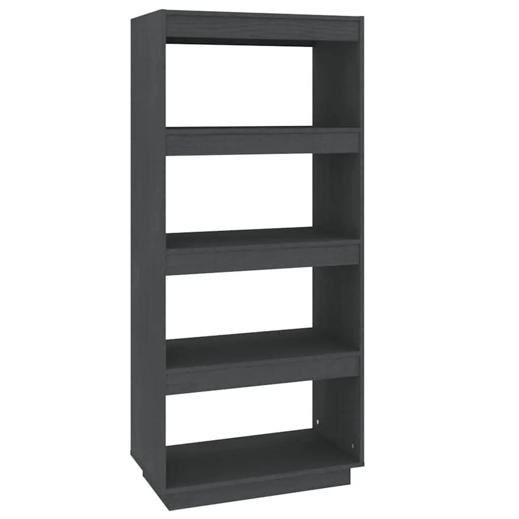 Book Cabinet Room Divider Grey 60x35x135cm Solid Pinewood Shelving Storage