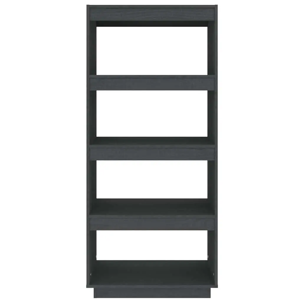 Book Cabinet Room Divider Grey 60x35x135cm Solid Pinewood Shelving Storage