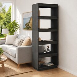 Stylish Grey Solid Pinewood Book Cabinet Room Divider