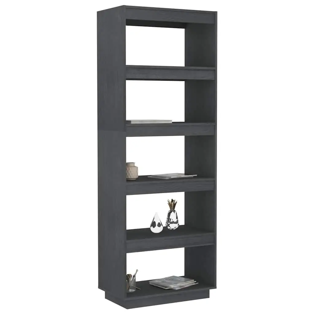 Grey Solid Pinewood Book Cabinet Room Divider