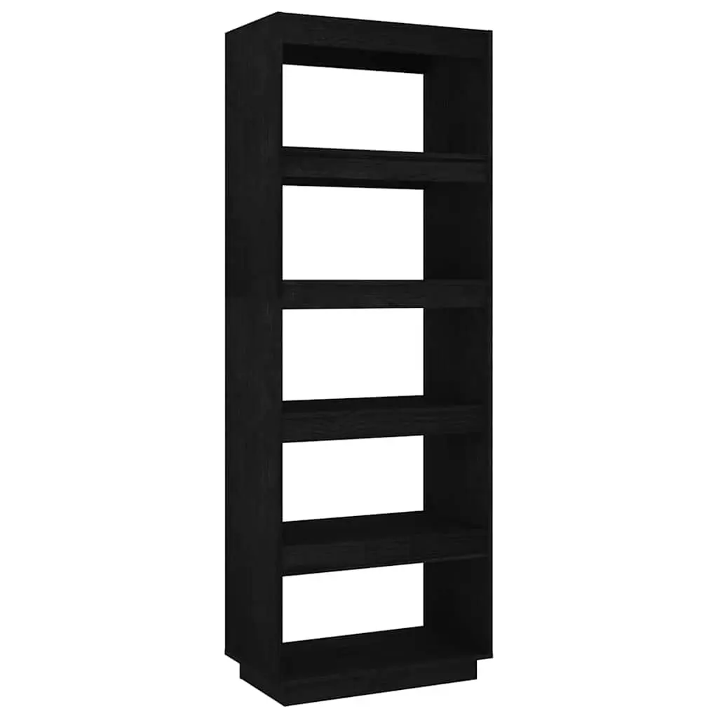 Solid Pinewood Book Cabinet Room Divider in Black