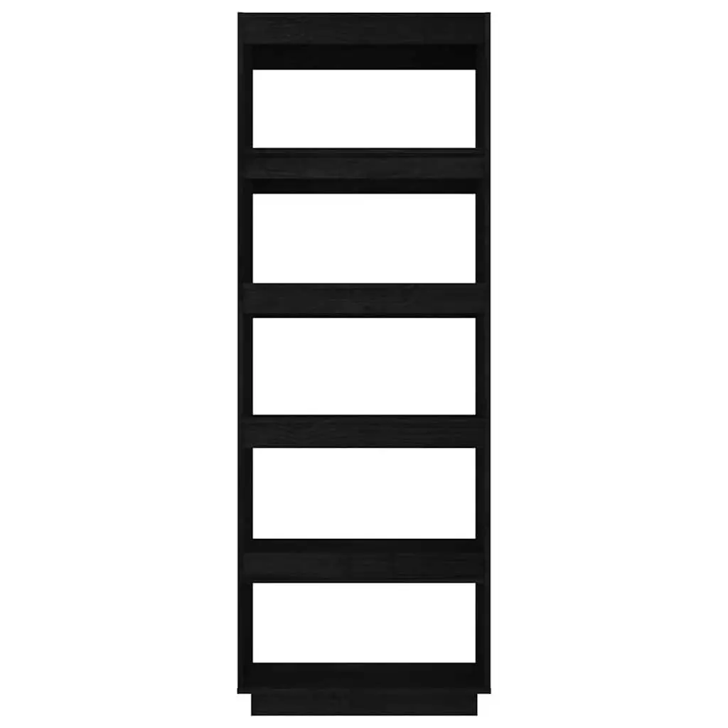 Solid Pinewood Book Cabinet Room Divider in Black