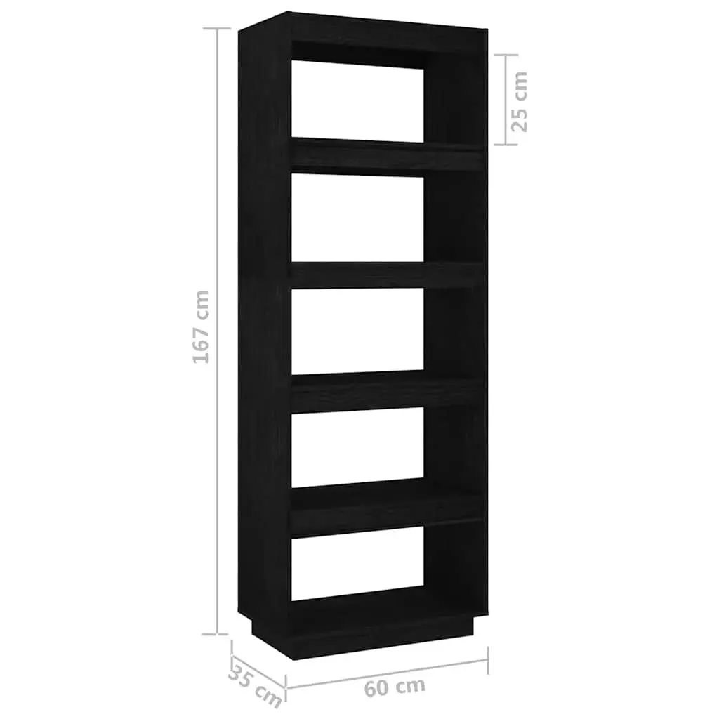 Solid Pinewood Book Cabinet Room Divider in Black
