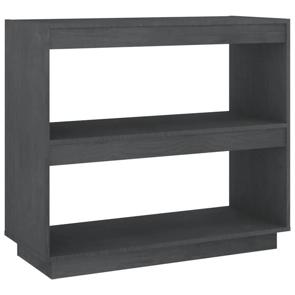 Book Cabinet Grey Solid Pinewood Bookshelf Storage Shelves Organiser