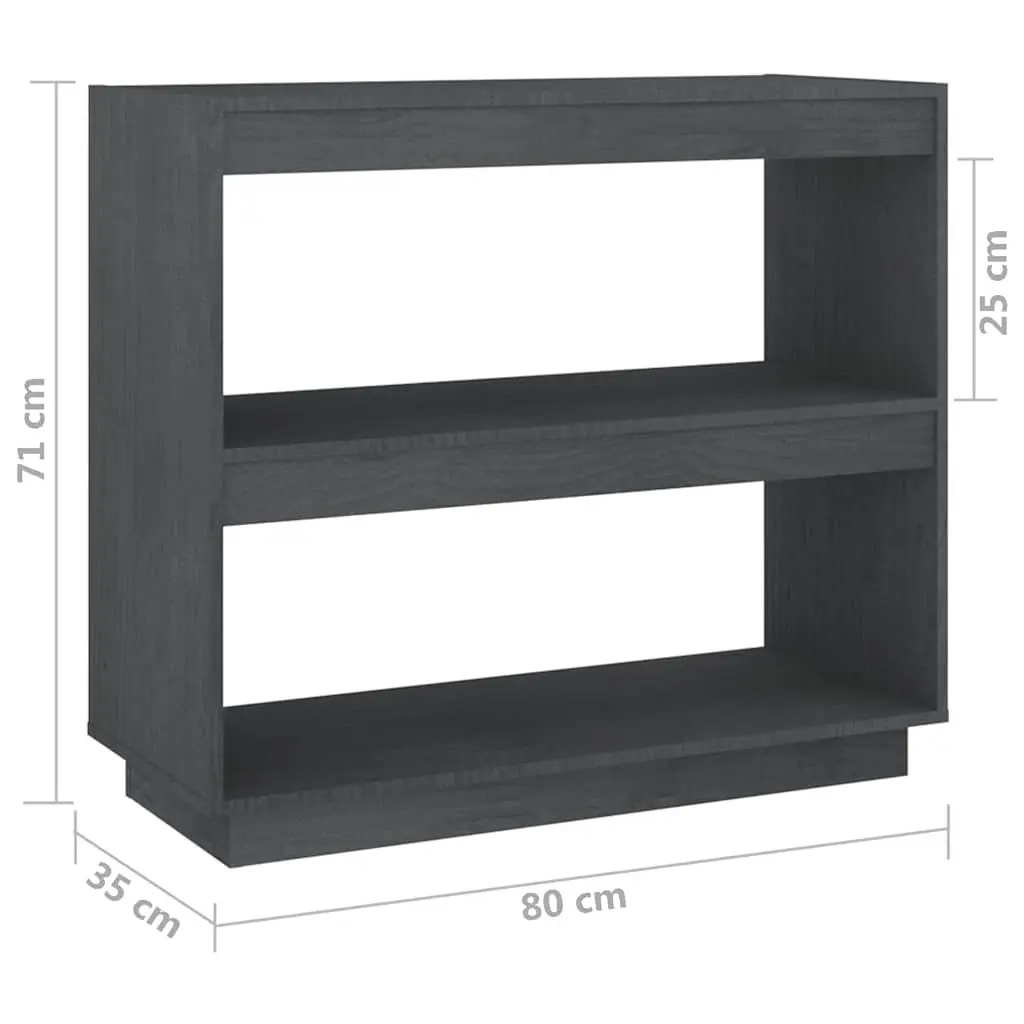 Book Cabinet Grey Solid Pinewood Bookshelf Storage Shelves Organiser