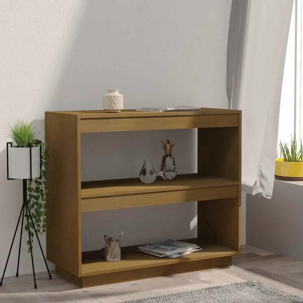 Wooden Book Cabinet Honey Brown 80 x 35 x 71 cm Solid Pinewood