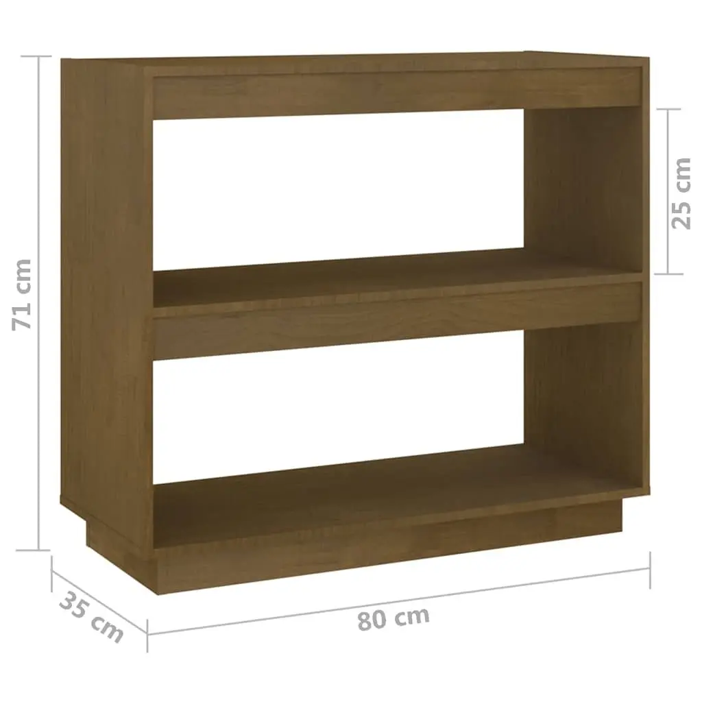 Wooden Book Cabinet Honey Brown 80 x 35 x 71 cm Solid Pinewood