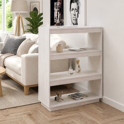 White Wooden Book Cabinet Room Divider for Living Spaces