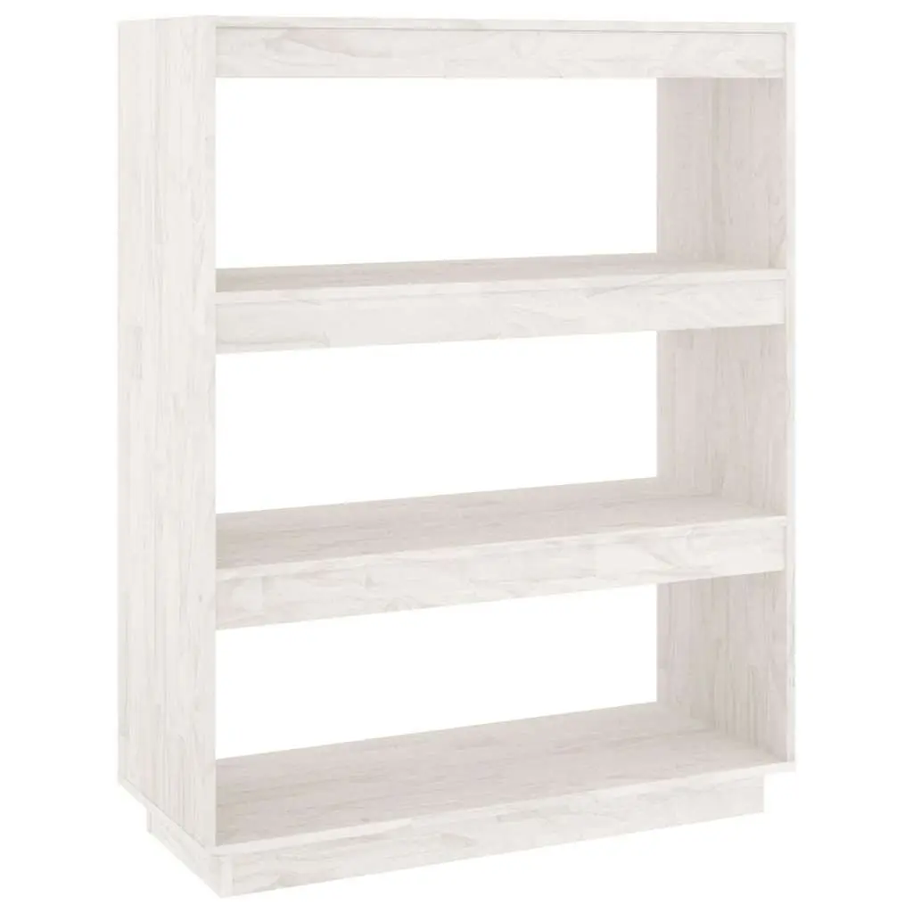 Book Cabinet White Wooden Shelving Unit 80W x 35D x 103H cm Solid Pinewood