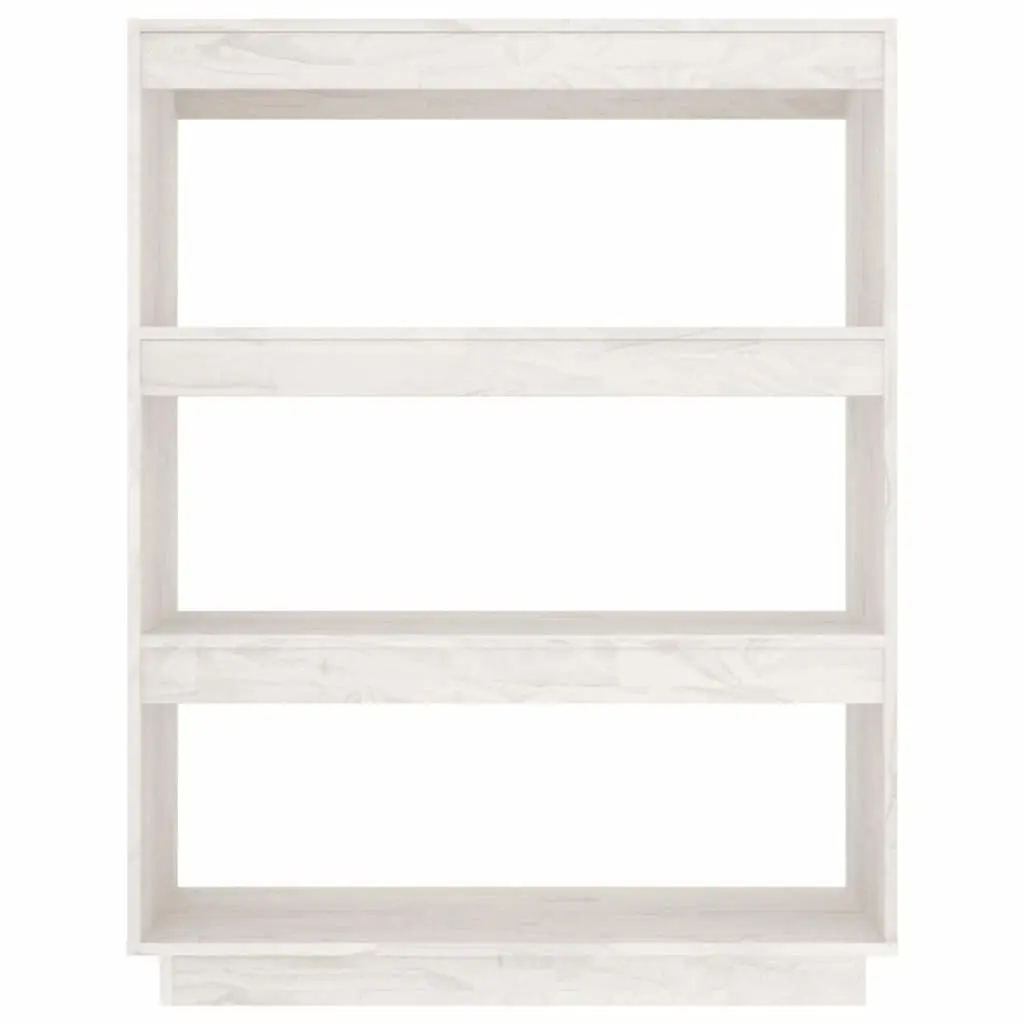 Book Cabinet White Wooden Shelving Unit 80W x 35D x 103H cm Solid Pinewood