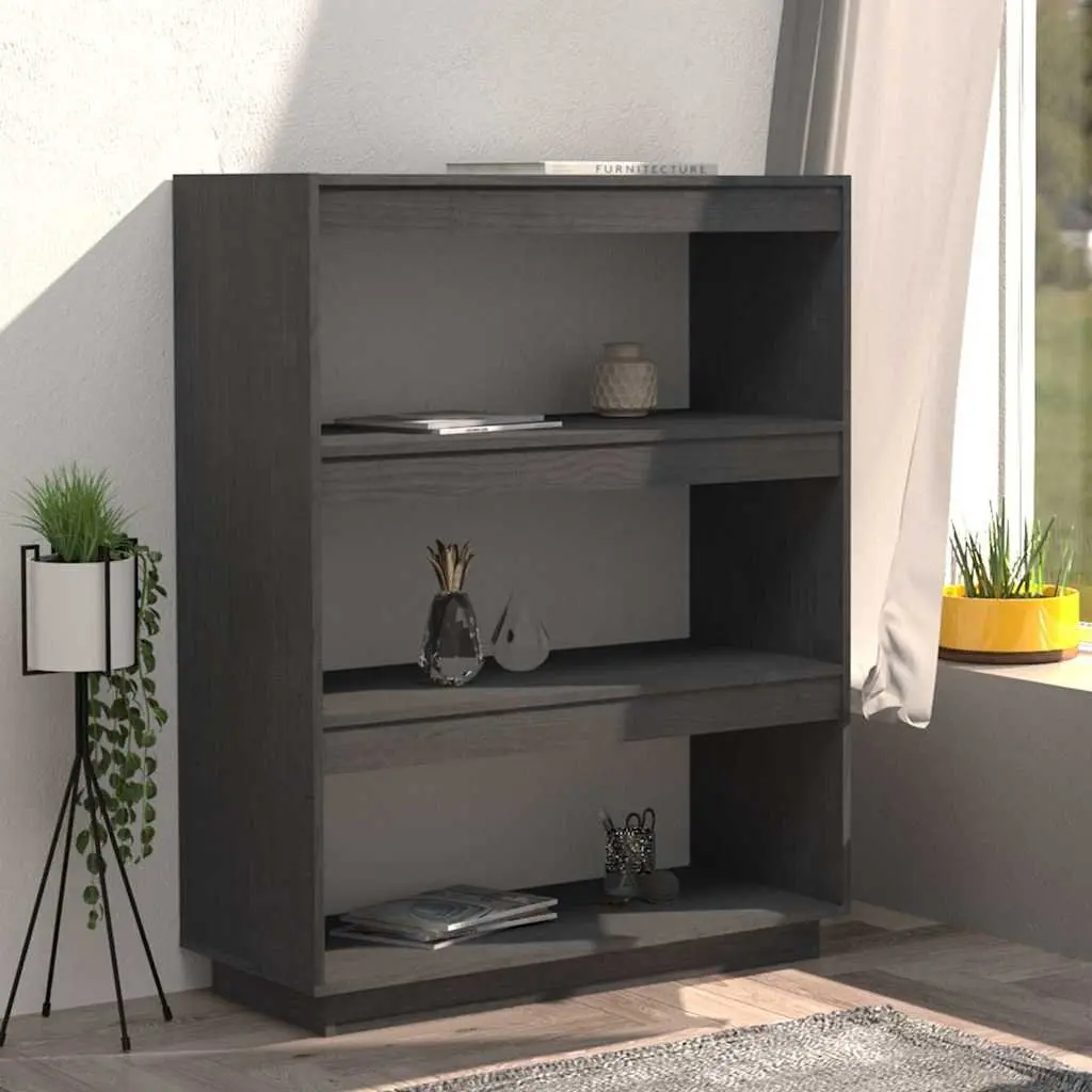 Grey Wooden Book Cabinet Room Divider Storage Unit