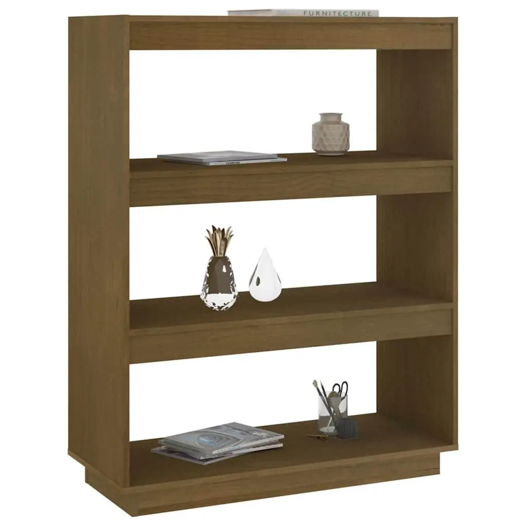 Room Divider Book Cabinet Solid Pinewood Honey Brown 80x35x103cm