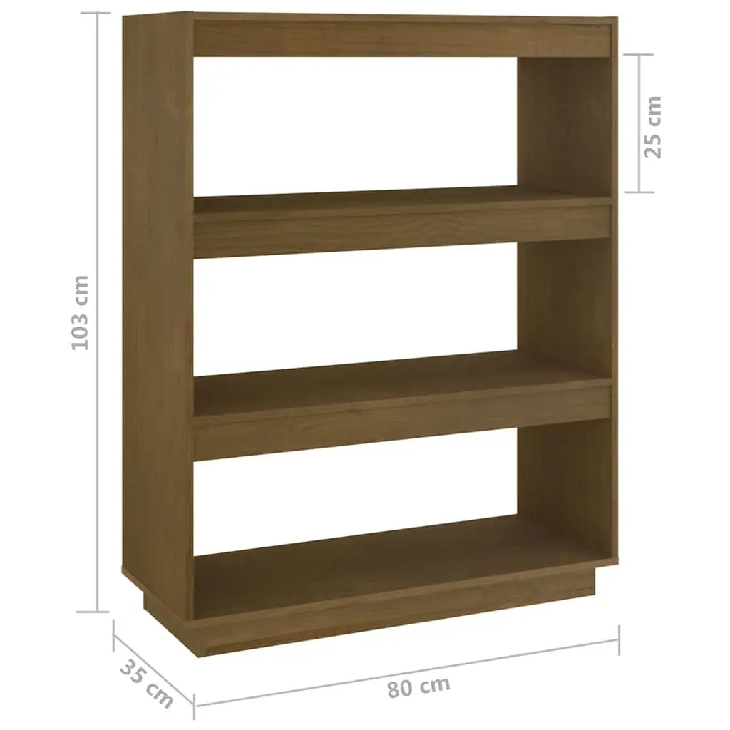 Room Divider Book Cabinet Solid Pinewood Honey Brown 80x35x103cm