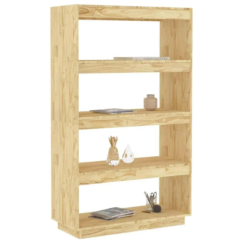 Wooden Book Cabinet Room Divider Shelving Unit Storage Organiser Brown 80W x 35D x 135H cm Solid Pinewood