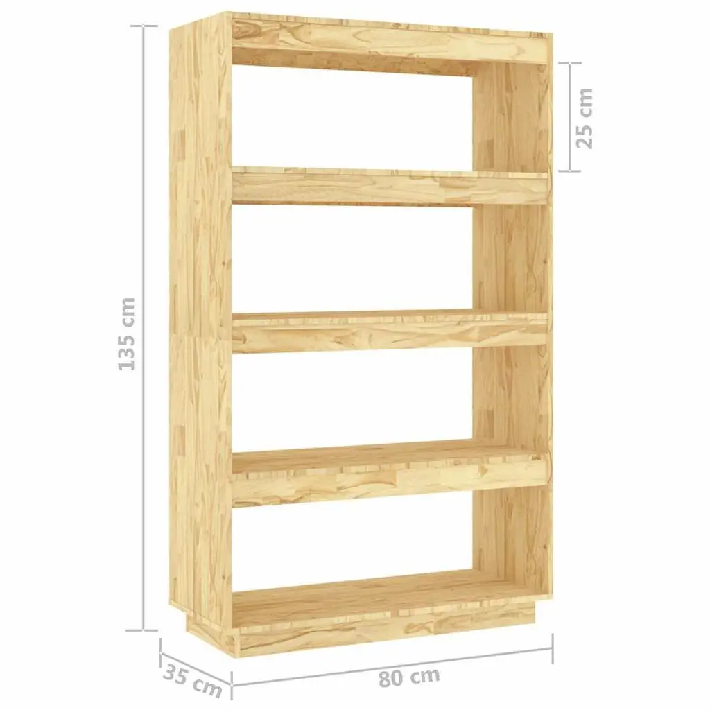 Wooden Book Cabinet Room Divider Shelving Unit Storage Organiser Brown 80W x 35D x 135H cm Solid Pinewood