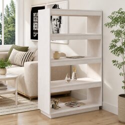 White Wooden Book Cabinet Room Divider for Stylish Storage