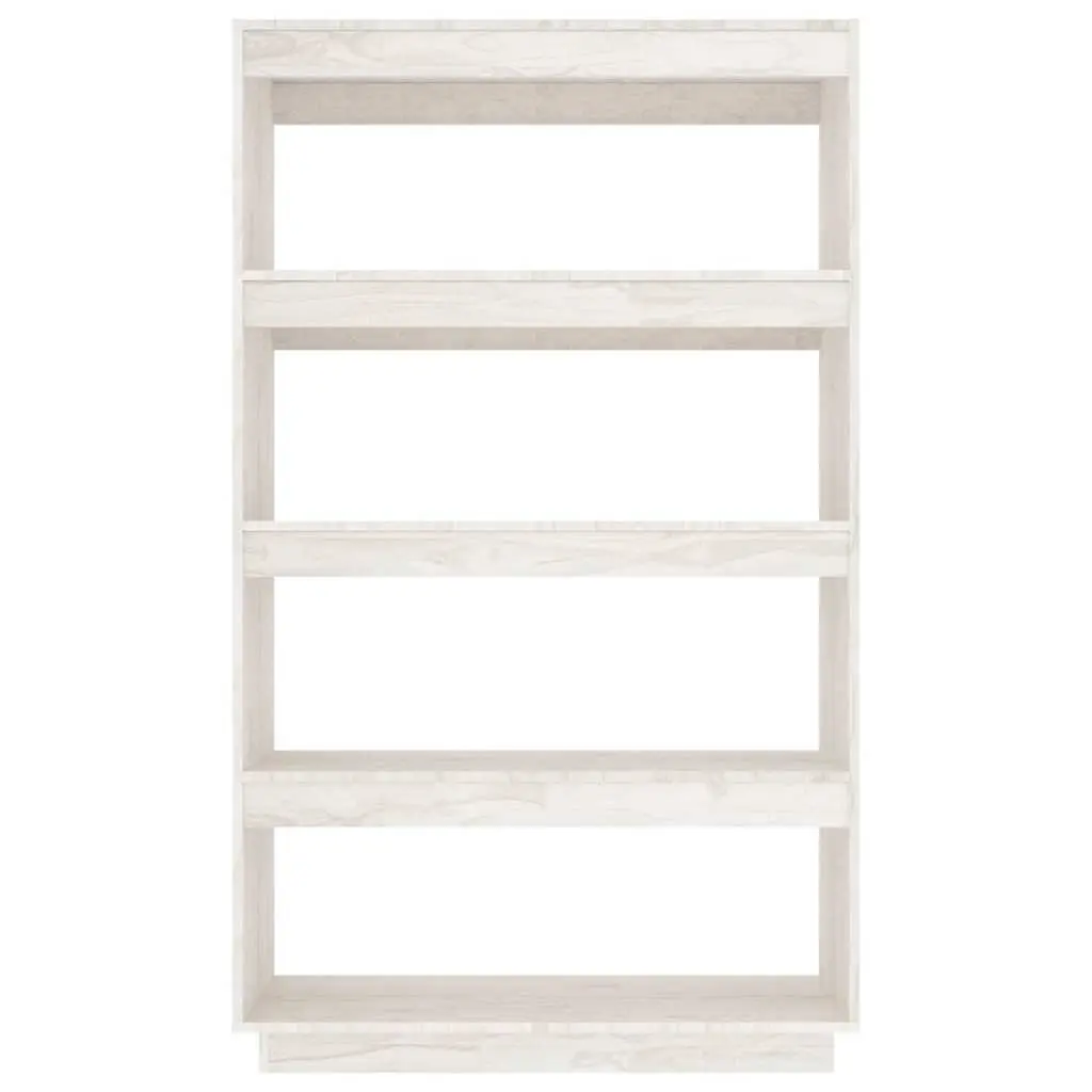 Book Cabinet White Wooden Shelving Unit 80W x 35D x 135H cm Solid Pinewood Storage Bookcase Organiser