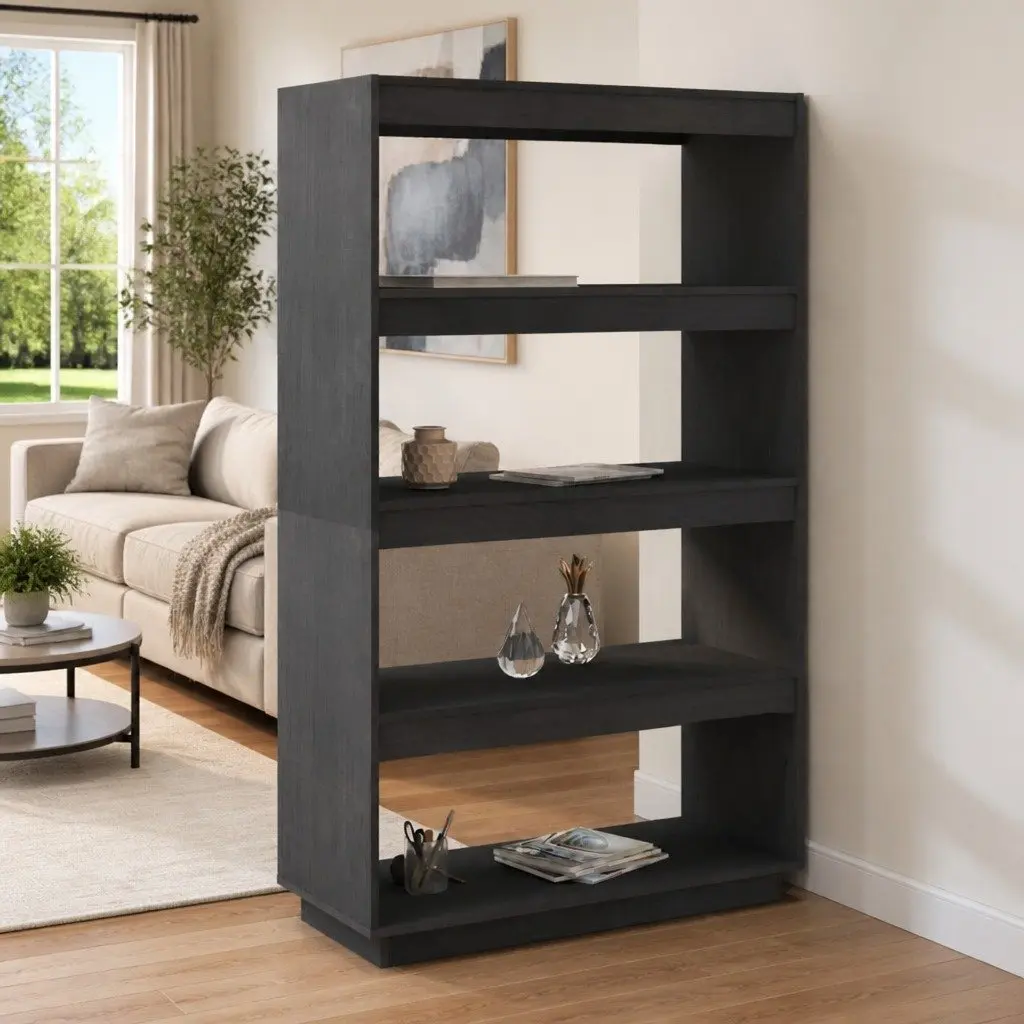 Grey Solid Pinewood Book Cabinet for Storage & Separation