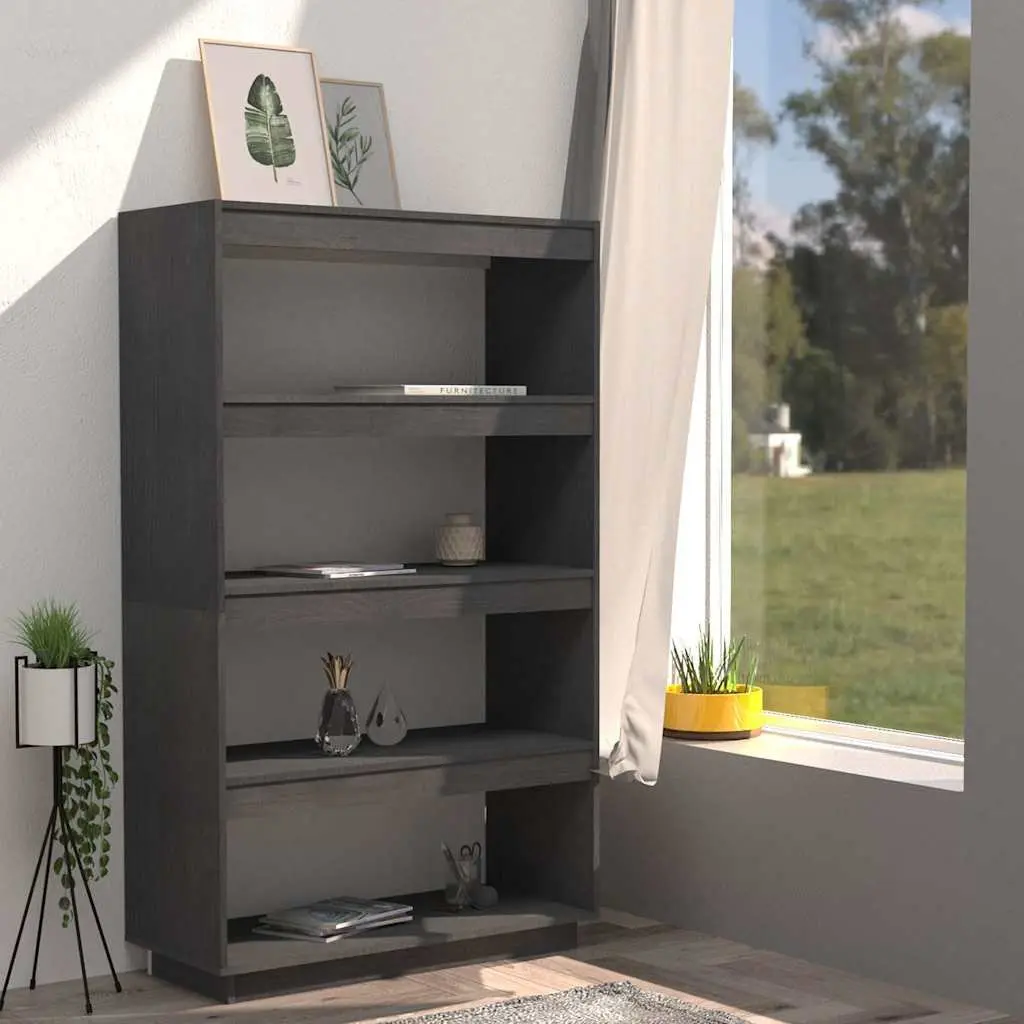 Grey Solid Pinewood Book Cabinet for Storage & Separation