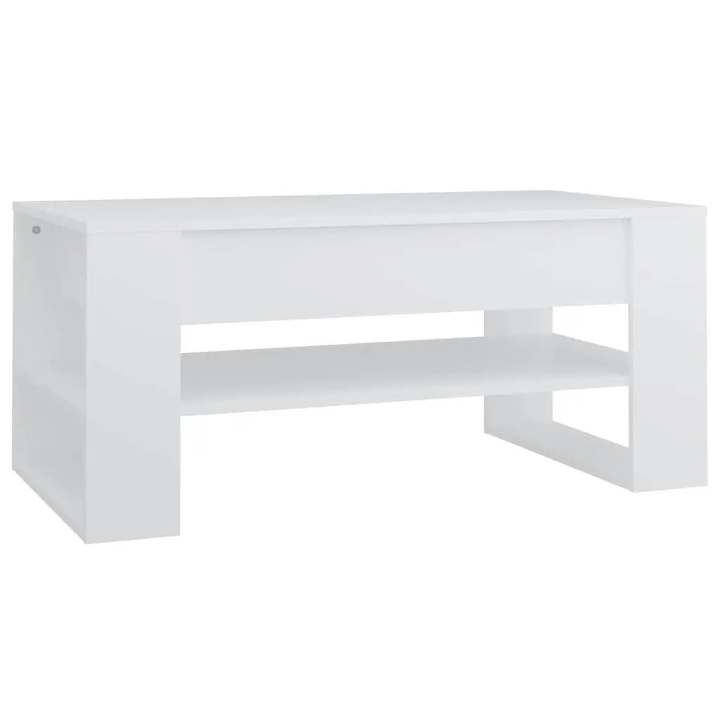Coffee Table White Engineered Wood 102L x 55W x 45H cm Living Room Furniture