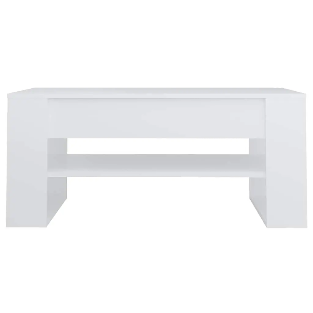 Coffee Table White Engineered Wood 102L x 55W x 45H cm Living Room Furniture
