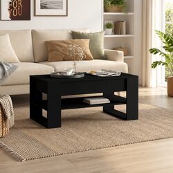 Warm Black Coffee Table with Storage Shelf 102x55x45cm