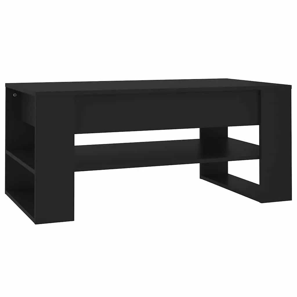 Coffee Table Black 102x55x45cm Engineered Wood with Storage Shelf