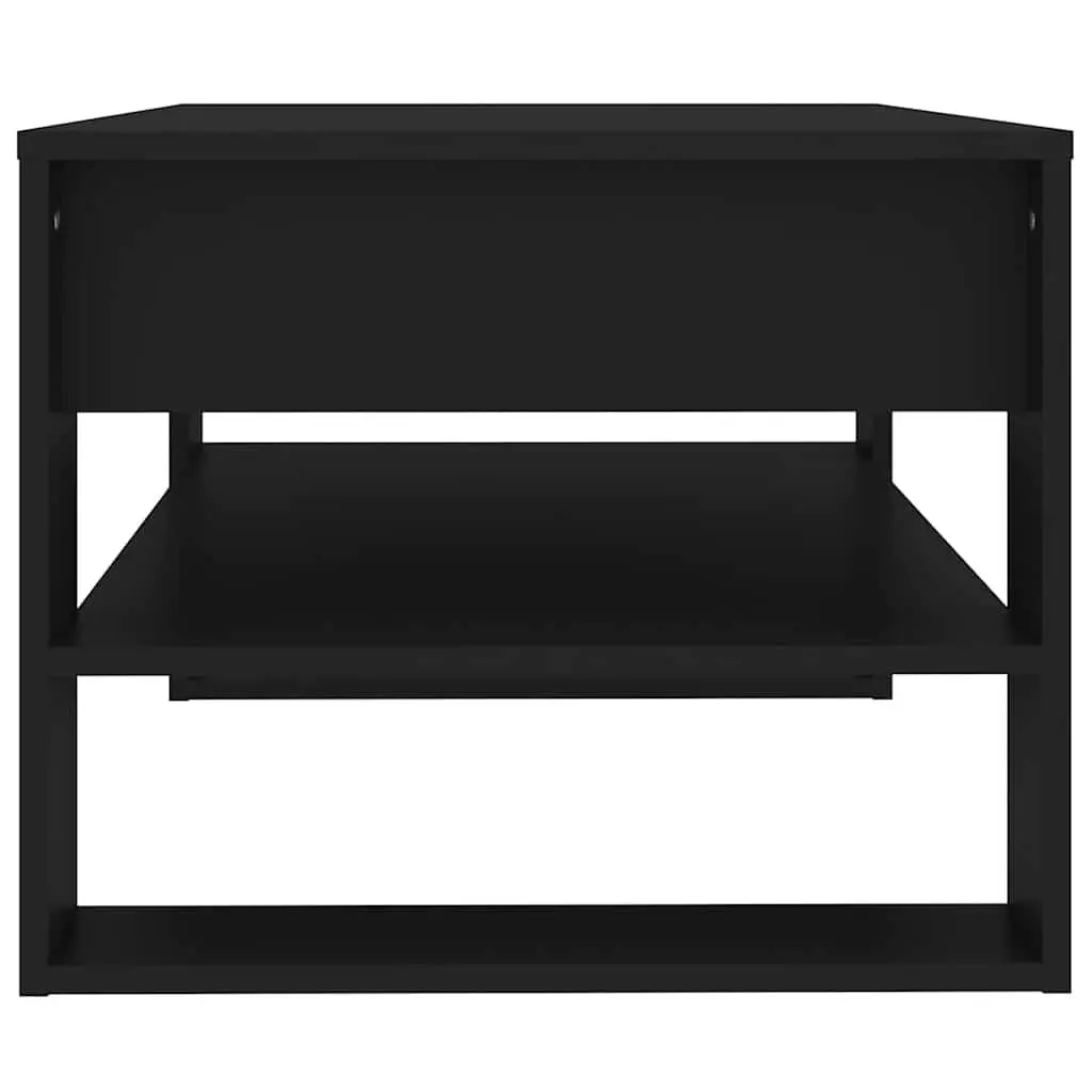 Coffee Table Black 102x55x45cm Engineered Wood with Storage Shelf