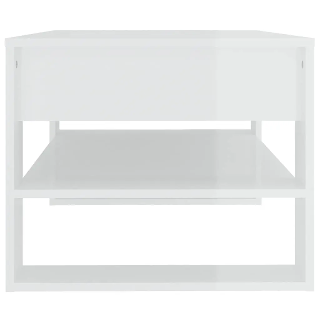 Coffee Table High Gloss White 102L x 55W x 45H cm Engineered Wood