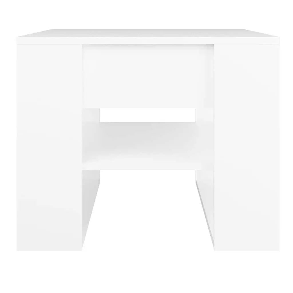 Coffee Table White 55.5x55x45cm Engineered Wood with Storage Shelf