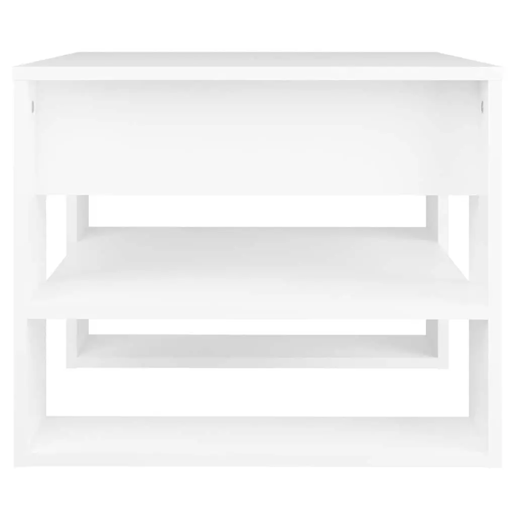 Coffee Table White 55.5x55x45cm Engineered Wood with Storage Shelf