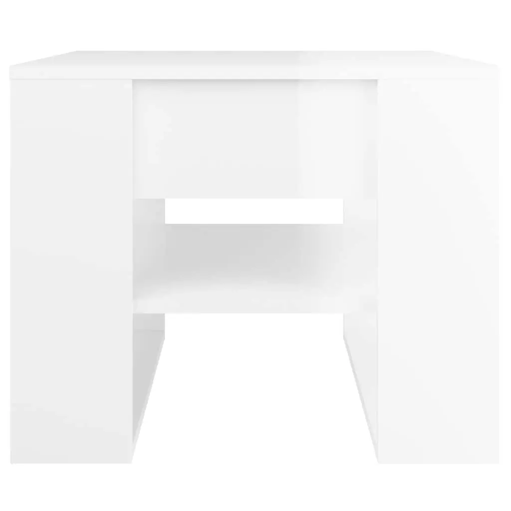 Coffee Table High Gloss White Storage Shelf Engineered Wood 55.5 x 55 x 45 cm