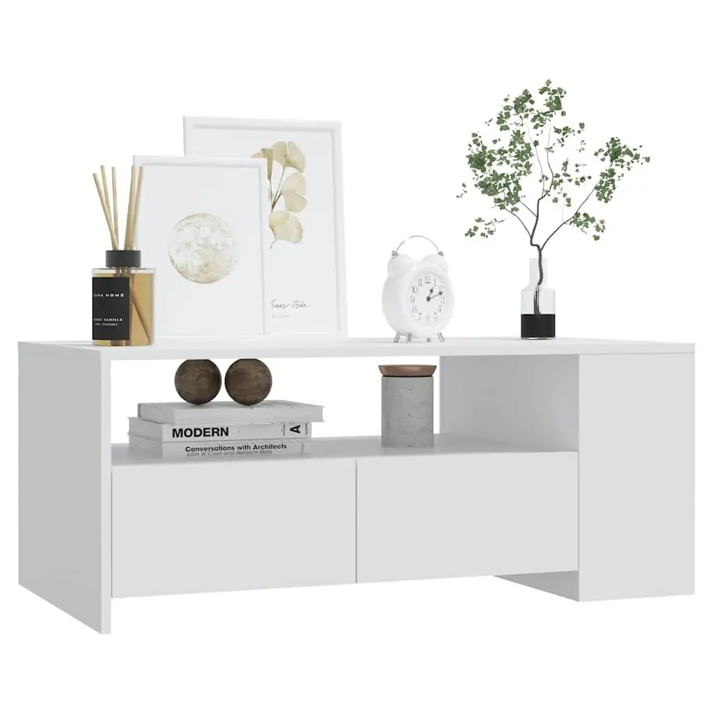 White Coffee Table with Storage for Living Room