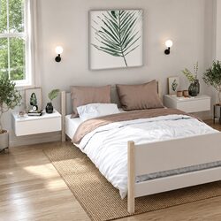 Set of 2 White Floating Bedside Cabinets