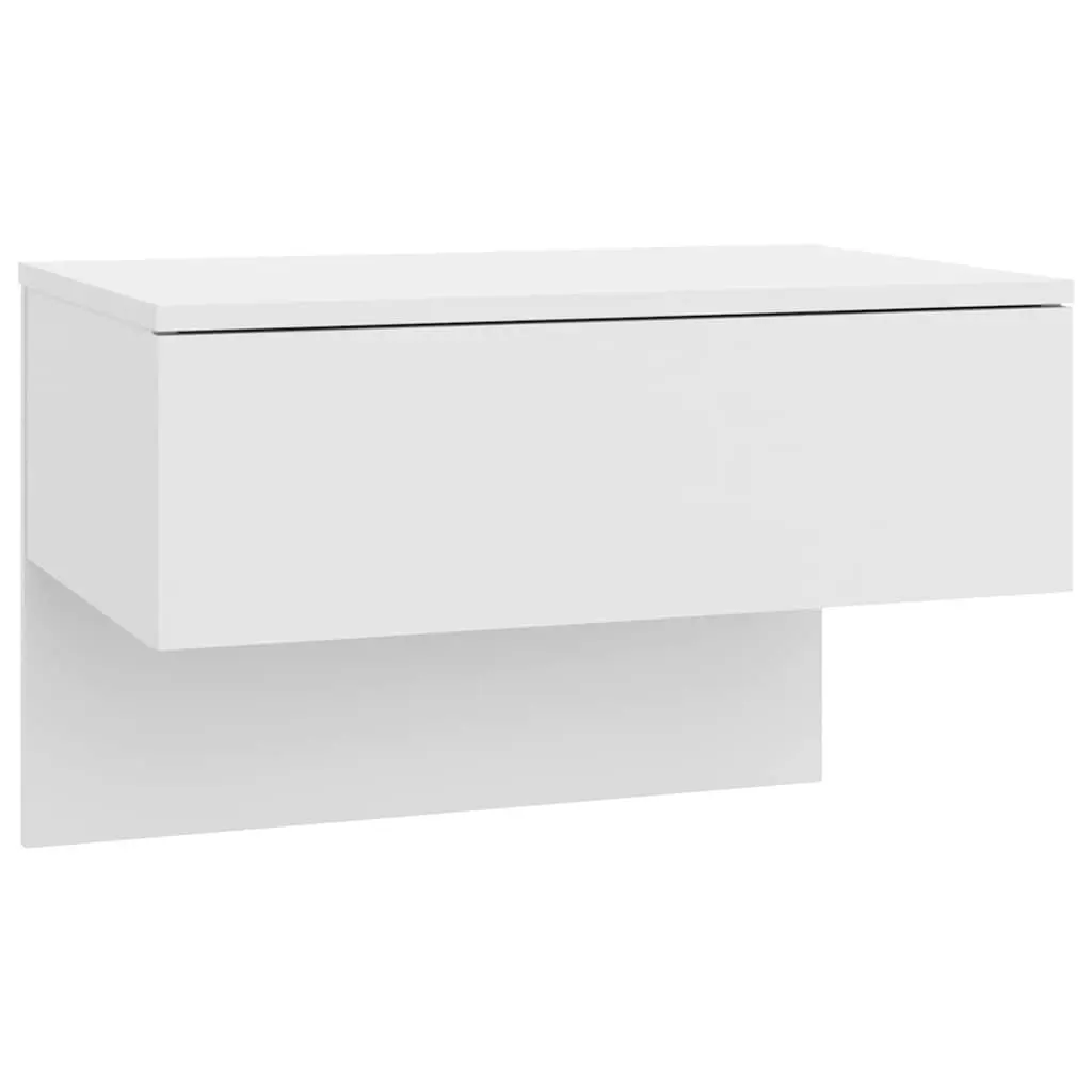 Wall-mounted Bedside Cabinets White Floating Storage Units 2 Piece Engineered Wood