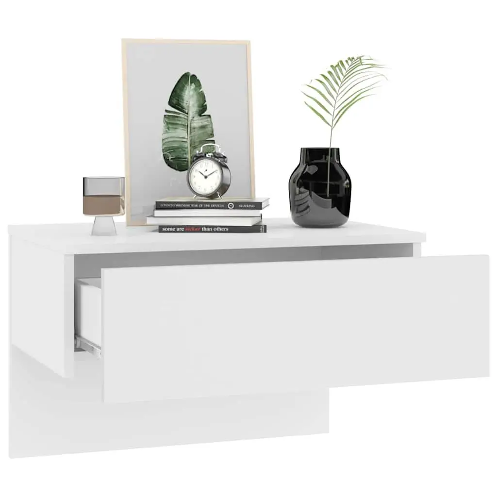 Wall-mounted Bedside Cabinets White Floating Storage Units 2 Piece Engineered Wood