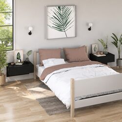 Set of 2 Black Floating Wall-mounted Bedside Cabinets